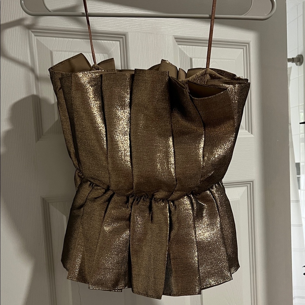 DO+BE Metallic Brown Strapless Blouse